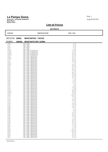 Seagate Crystal Reports - Lista - La Pampa Goma srl