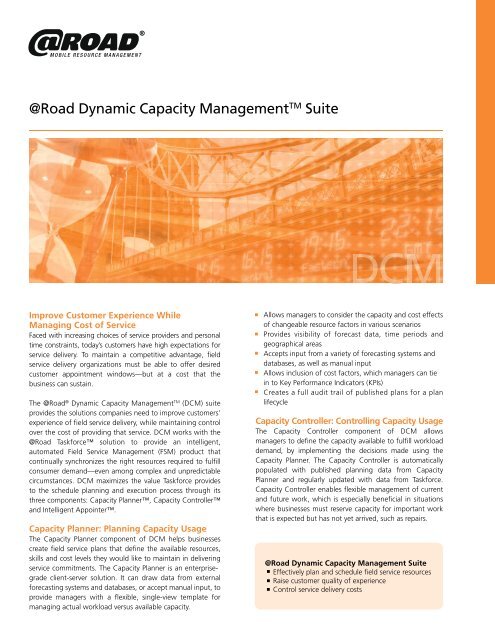 Road Dynamic Capacity Management Suite Datasheet (pdf)