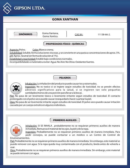 propiedades de la goma xantica