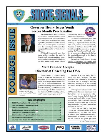 OSA Sept 05 newspaper.indd - Oklahoma Soccer Association