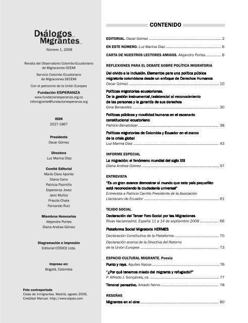 revista migrantes No. 1 copia - Observatorio de Migraciones