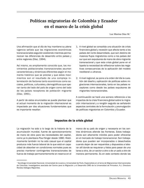 revista migrantes No. 1 copia - Observatorio de Migraciones