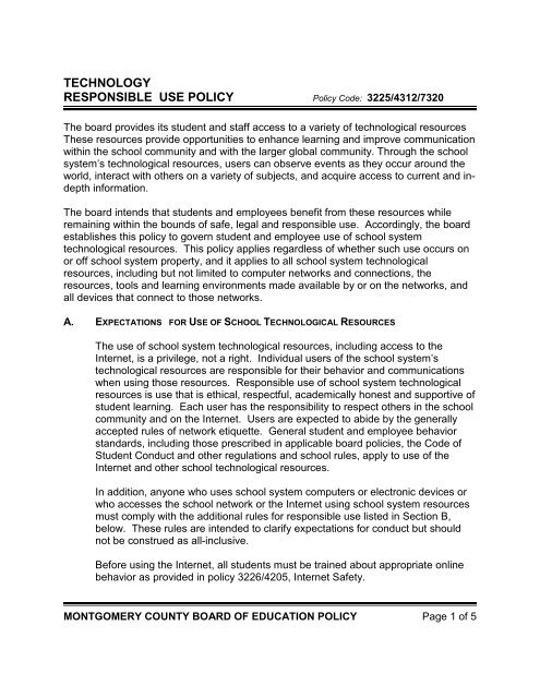 technology responsible use policy - Montgomery County Schools