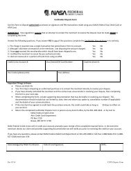 Cardholder Dispute Form - NASA Federal Credit Union