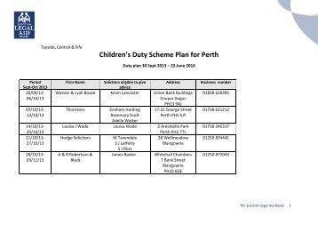 Children's Duty Scheme Plan for Perth - Scottish Legal Aid Board