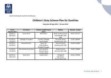 Children's Duty Scheme Plan for Dumfries - Scottish Legal Aid Board