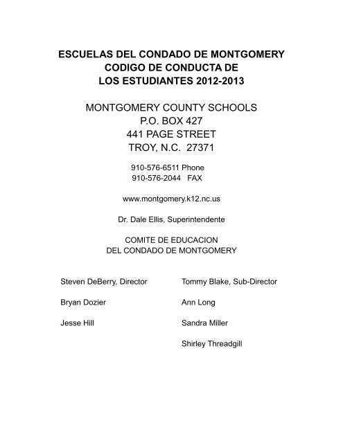 escuelas del condado de montgomery codigo de conducta de los ...