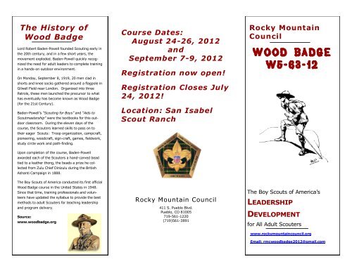 Wood Badge W5-63-12 - Rocky Mountain Council