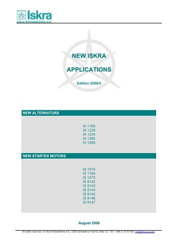 NEW ISKRA APPLICATIONS - Iskra Avtoelektrika d.d.
