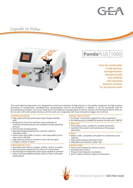 Brochure GEA Niro Soavi PandaPlus 1000