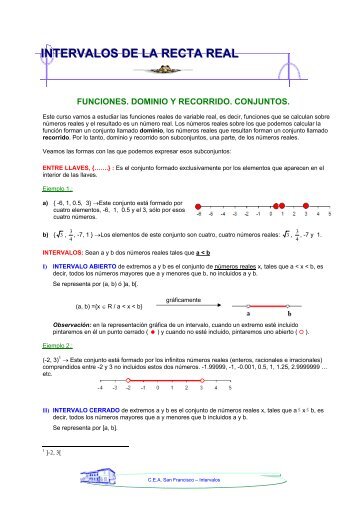 INTERVALOS DE LA RECTA REAL - c.e.p.a. san francisco