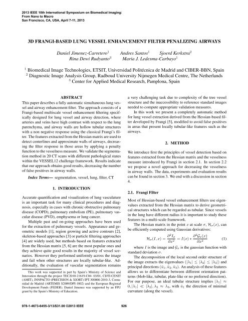 3d Frangi-Based Lung Vessel Enhancement Filter ... - DIE - UPM