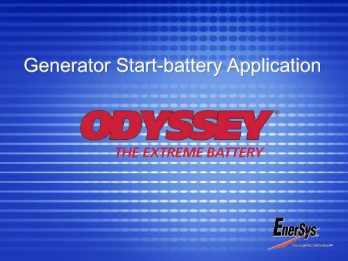 Generator Start-battery Application - Enersystem