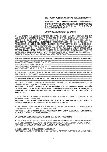 licitaciÃ³n pÃºblica nacional hcd/lix/lpn/01/2006 servicio de ...