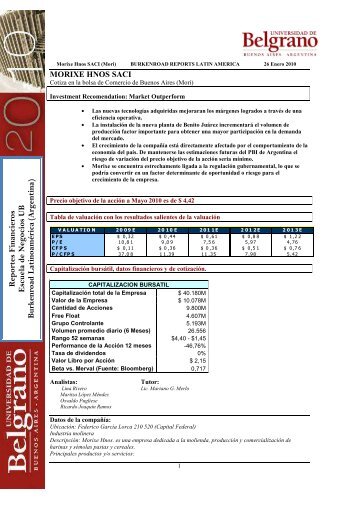 Morixe Hnos - Tulane Burkenroad Reports Latin America