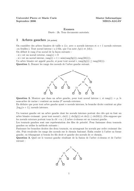 1 Arbres gauches [10 points] - Master informatique - UniversitÃ© ...