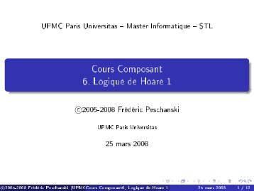 Cours Composant 6. Logique de Hoare 1 - Master informatique