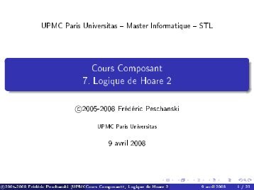 Cours Composant 7. Logique de Hoare 2 - Master informatique