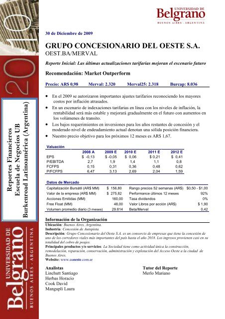 Grupo Concesionario del Oeste - Tulane Burkenroad Reports Latin ...