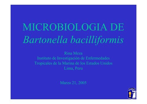 MICROBIOLOGIA DE Bartonella bacilliformis - BVS - INS