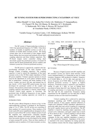 rf tuning system for superconducting cyclotron at vecc