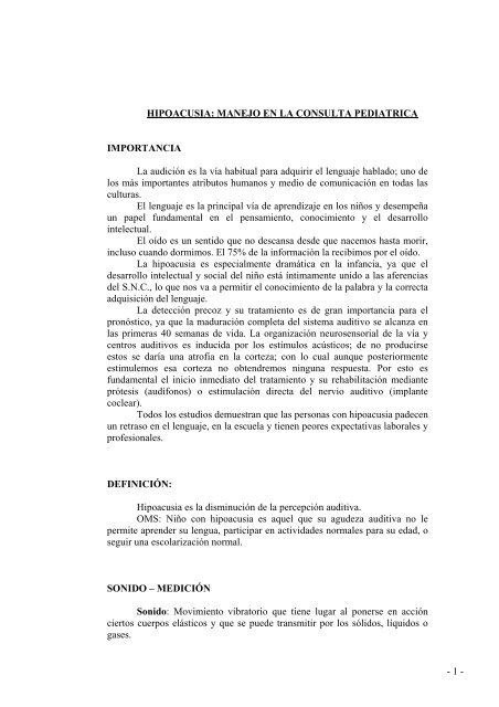 hipoacusia: manejo en la consulta pediatrica - AsociaciÃ³n Vasca de ...