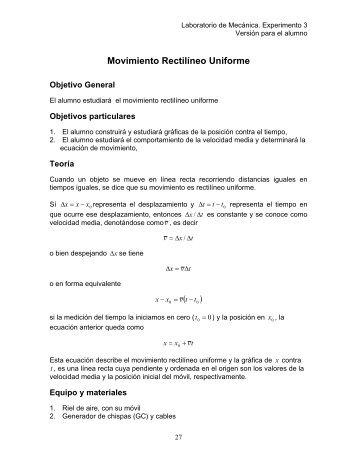 Movimiento Rectilíneo Uniforme ( )0