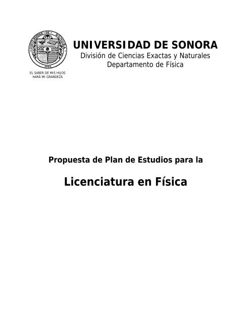 Proyecto principal - Licenciatura en Física - Universidad de Sonora