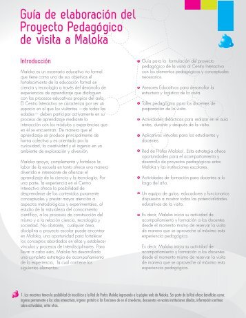 GuÃ­a de elaboraciÃ³n del Proyecto PedagÃ³gico de visita a Maloka