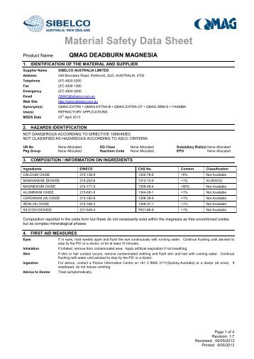 MSDS - Material Safety Data Sheet for DBM products - QMAG