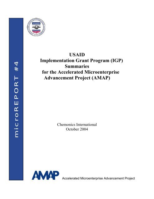 USAID Implementation Grant Program (IGP) Summaries ... - Microlinks