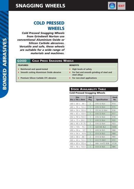 SNAGGING WHEELS HITECH WHEELS - Grindwell Norton