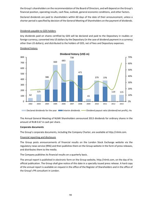 Information for Shareholders - NLMK Group