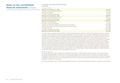 Notes to the consolidated financial statements - NLMK Group