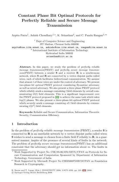 Constant Phase Bit Optimal Protocols for Perfectly Reliable and ...