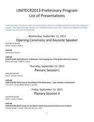 Preliminary Program - UNITECR 2013