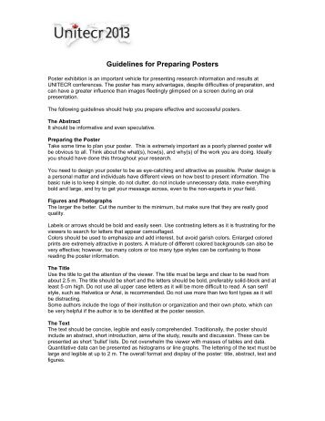 Poster Preparation Guidelines - UNITECR 2013