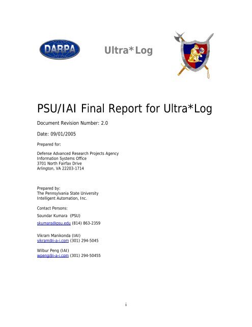 DARPA ULTRALOG Final Report - Industrial and Manufacturing ...