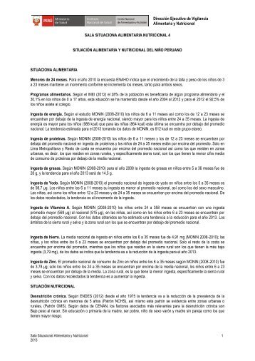 Sala Situacional Alimentaria Nutricional 4 - Instituto Nacional de Salud