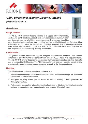Omni-Directional Jammer Discone Antenna (AE-JD-1018) - Rojone