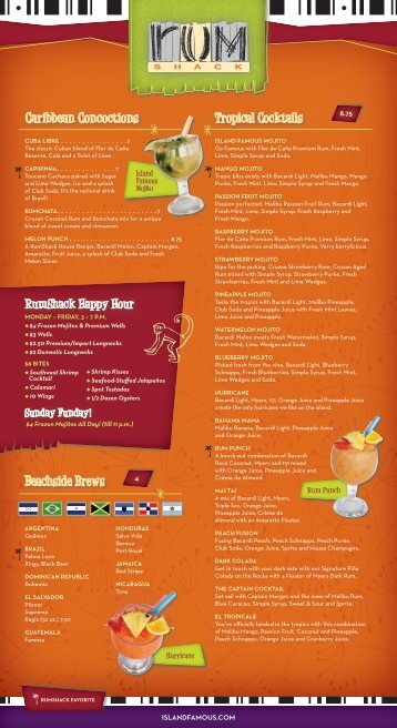 Restaurant/Bar Menu - RumShack