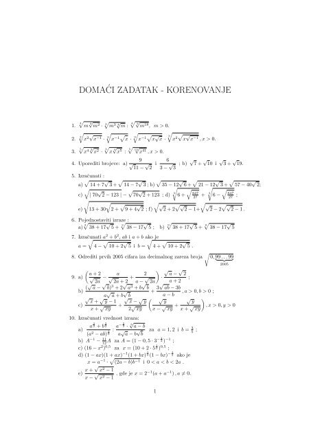 DOMAÂ´CI ZADATAK - KORENOVANJE