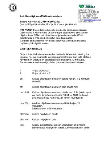 KM10 GSM-ohjauksen kÃ¤yttÃ¶ohje.pdf - Wihuri Autola