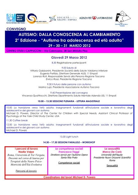 Il programma del convegno - Associazione Autismo Toscana