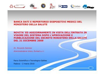 banca dati e repertorio dispositivi medici del ministero ... - Innovazione