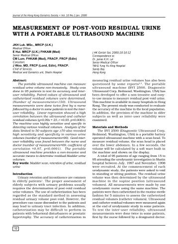 MEASUREMENT OF POST-VOID RESIDUAL URINE WITH A ...