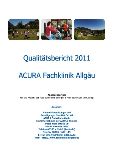 QualitÃ¤tsbericht 2011 ACURA Fachklinik AllgÃ¤u - ACURA SIGEL Klinik