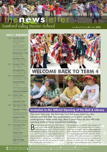 Newsletter Term 4 Week 1 - Samford Valley Steiner School