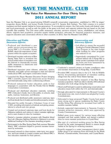 Annual Report - Save the Manatee Club