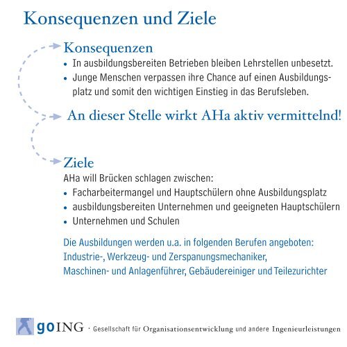 Initiative zur Ausbildung von Hauptschülerinnen und ... - Initiative AHa